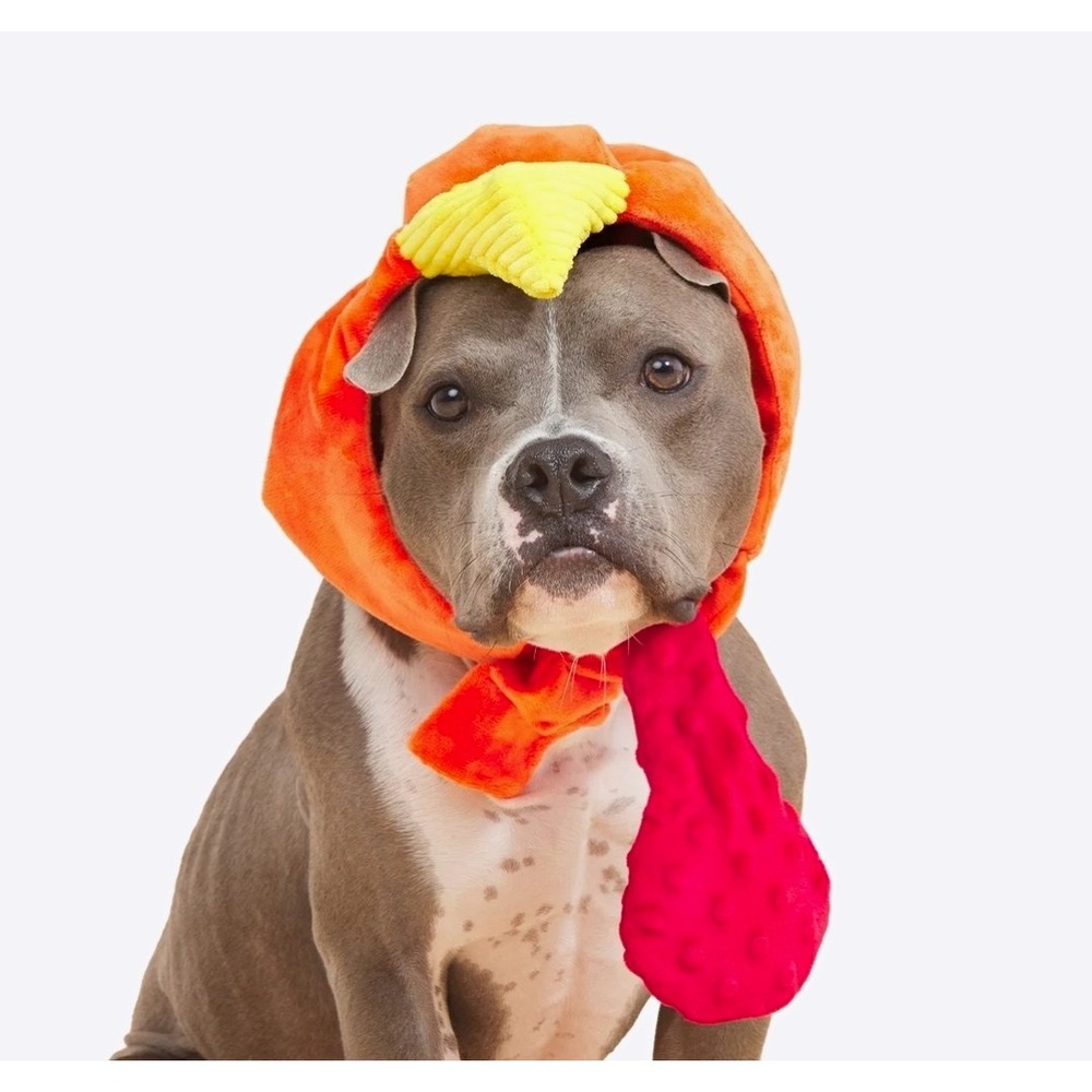 New Bark Turkey Gobble Head Plush Wearable + Tug Dog Toy